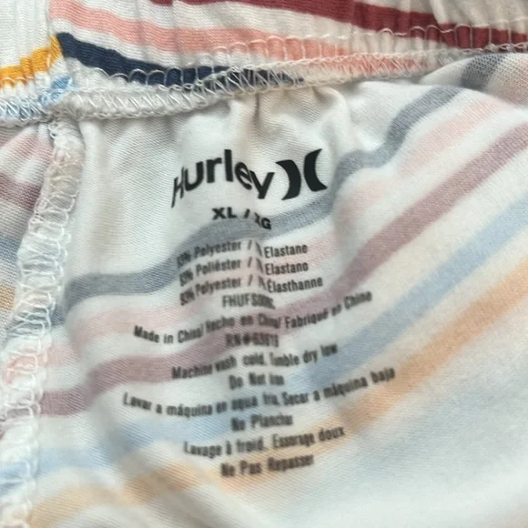 Hurley White Multicolor Striped Pajama Set Sz xl like new condition Bin F - Picture 5 of 5